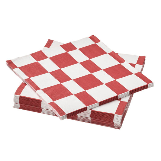 VINTERFINT paper napkin, check pattern white/red, 33x33 cm