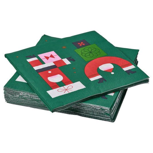 VINTERFINT paper napkin, Santa Claus pattern green, 33x33 cm