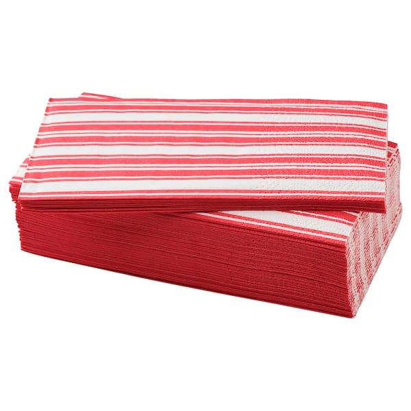 Ikea VINTERFINT - Paper napkin, stripe pattern red/white, 38x38 cm