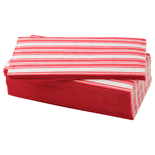 VINTERFINT paper napkin, stripe pattern red/white, 38x38 cm