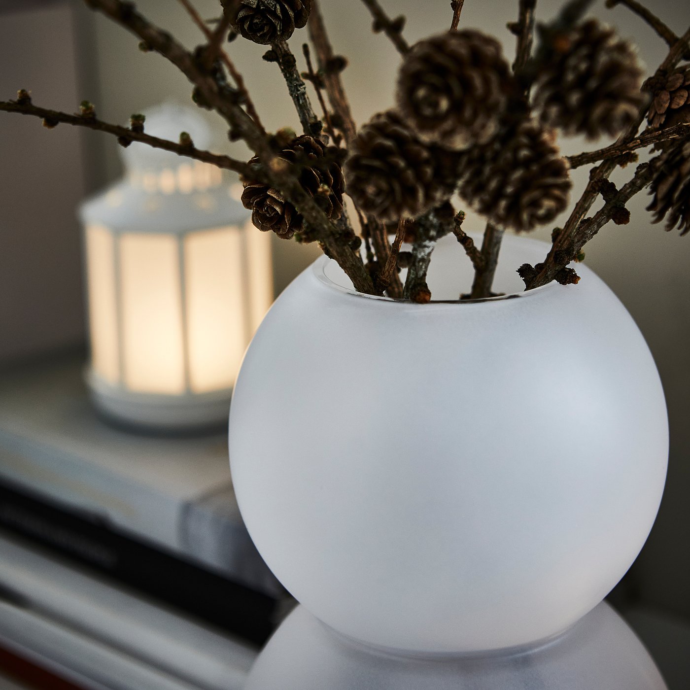 VINTERFINT vase, frosted glass/white, 14.5 cm