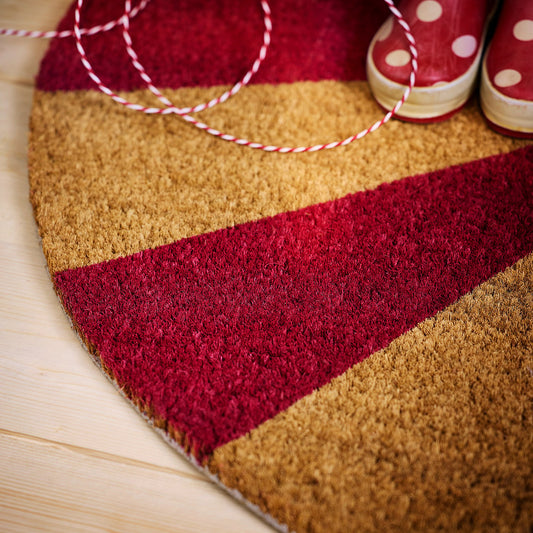 VINTERFINT door mat, coir half-moon/red, 50x90 cm