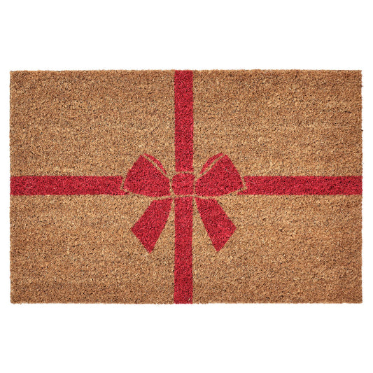 VINTERFINT door mat, bow coir/red, 60x40 cm