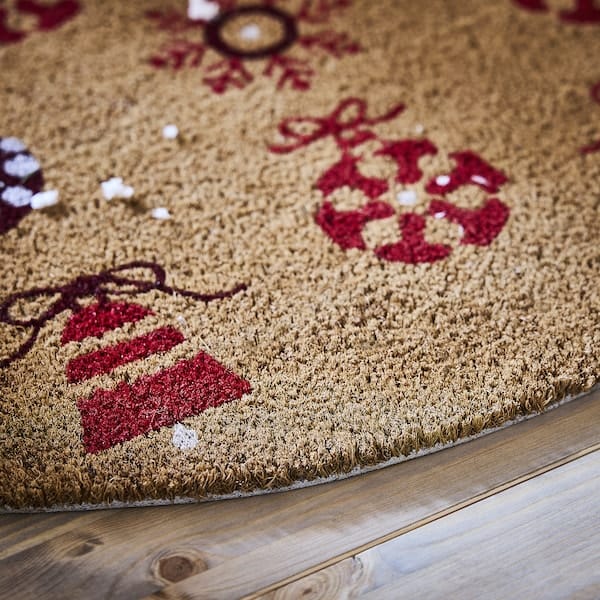 Ikea VINTERFINT - Door mat, half-moon christmas motifs/natural, 50x90 cm