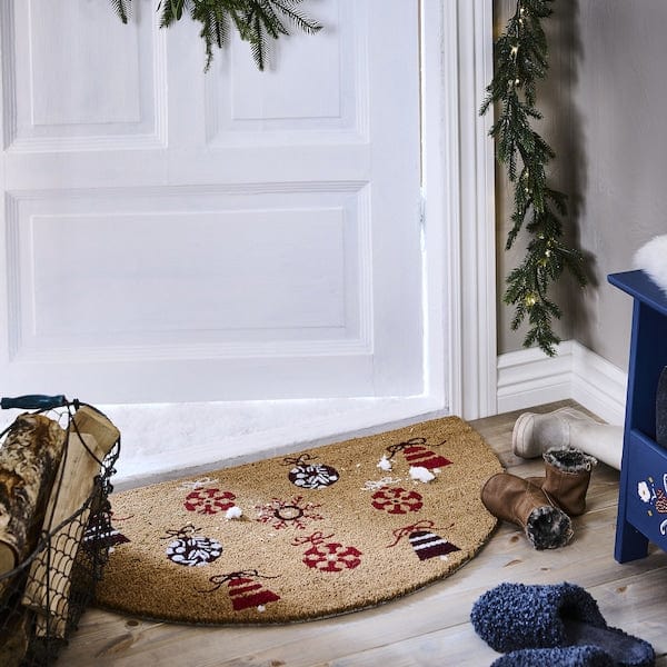 Ikea VINTERFINT - Door mat, half-moon christmas motifs/natural, 50x90 cm