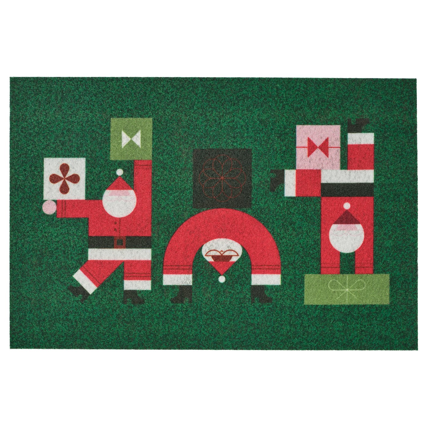 VINTERFINT door mat, Santa Claus pattern green, 60x40 cm