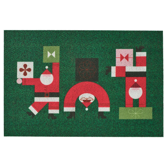 VINTERFINT door mat, Santa Claus pattern green, 60x40 cm