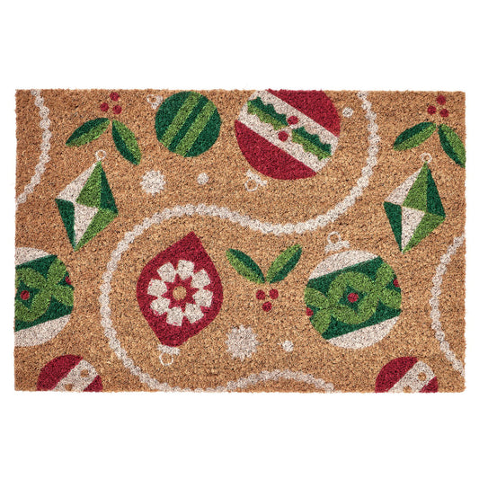 VINTERFINT door mat, Christmas bauble patterned coir/multicolour, 60x40 cm