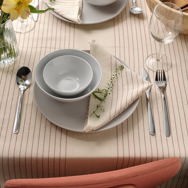 VIPPSTARR tablecloth, stripe pattern red/natural, 150x150 cm