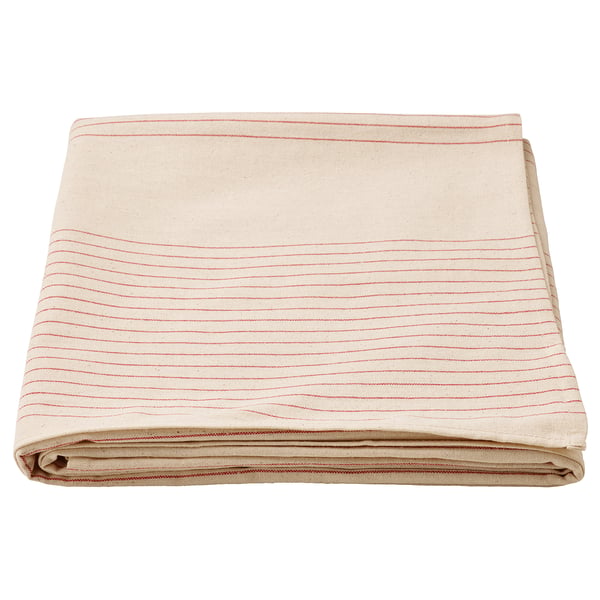 VIPPSTARR tablecloth, stripe pattern red/natural, 150x150 cm