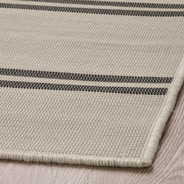 VIRKLUND - Rug flatwoven, in/outdoor, beige/dark grey, 160x230 cm