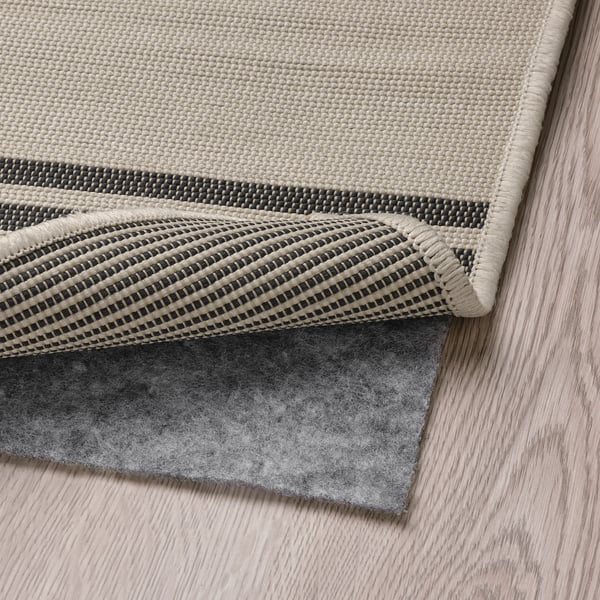 VIRKLUND - Rug flatwoven, in/outdoor, beige/dark grey, 160x230 cm
