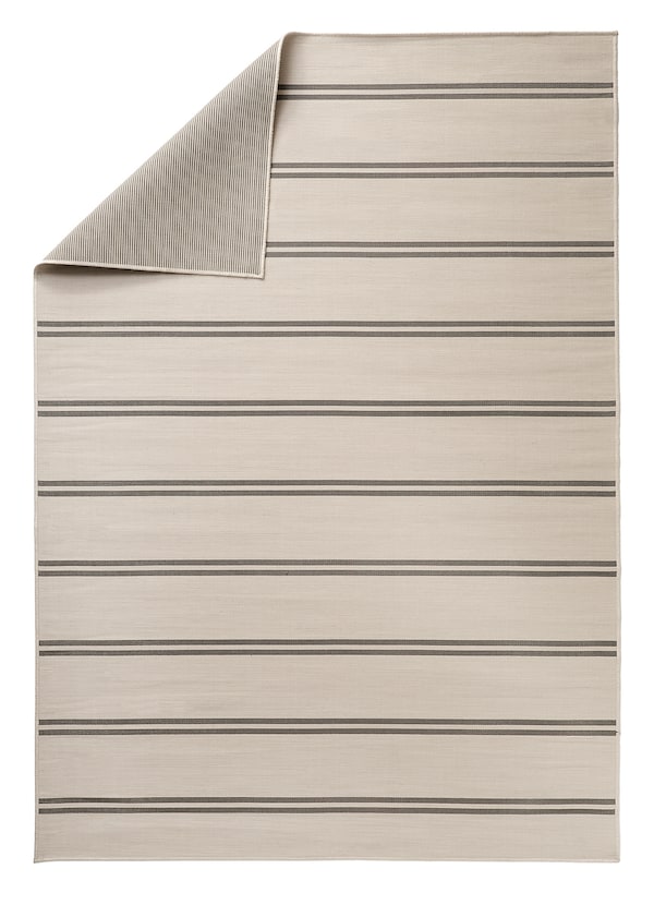 VIRKLUND - Rug flatwoven, in/outdoor, beige/dark grey, 160x230 cm