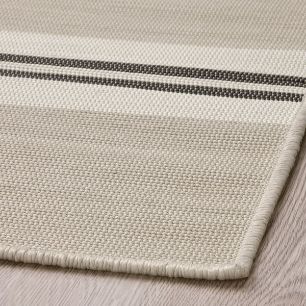 VIRKLUND - VIRKLUND Rug flatwoven, in/outdoor, white/beige/dark grey, 80x150 cm