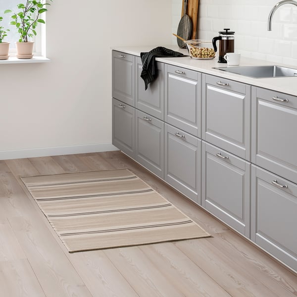 VIRKLUND - VIRKLUND Rug flatwoven, in/outdoor, white/beige/dark grey, 80x150 cm