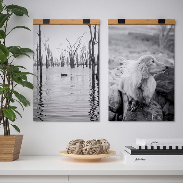 VISBÄCK - Poster hanger, bamboo, 40 cm