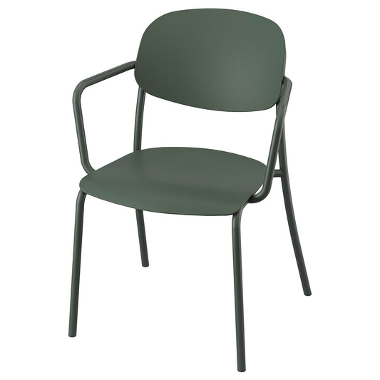 VISINGSÖ chair with armrests, outdoor/deep green, 60x83x53 cm