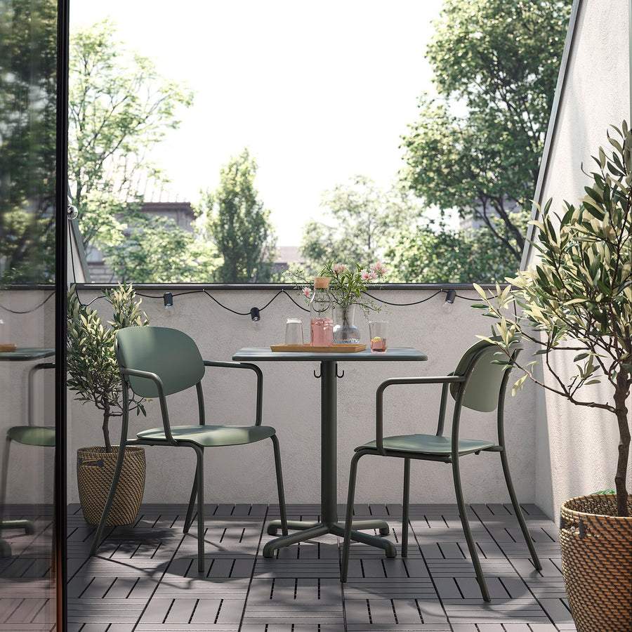 VISINGSÖ table, outdoor/deep green, 70x70 cm