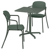 VISINGSÖ / VISINGSÖ table and 2 chairs, outdoor deep green/deep green, 70x70 cm