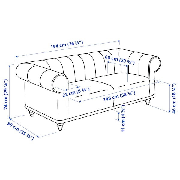 VISKAFORS 2-seater sofa, Lejde anthracite/brown ,