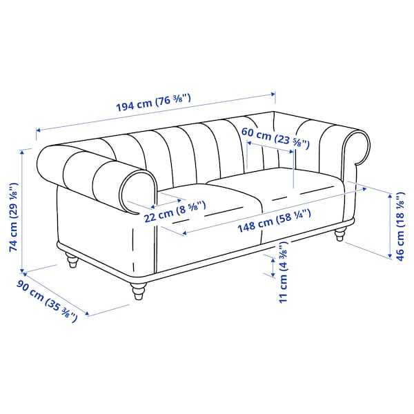 Ikea VISKAFORS 2-seater sofa, Lejde anthracite/brown ,