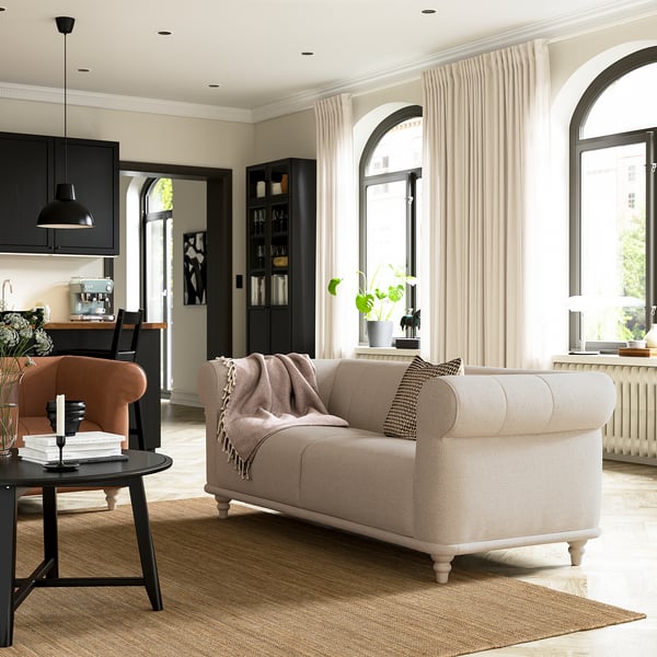 VISKAFORS 2-seat sofa, Lejde light beige/birch