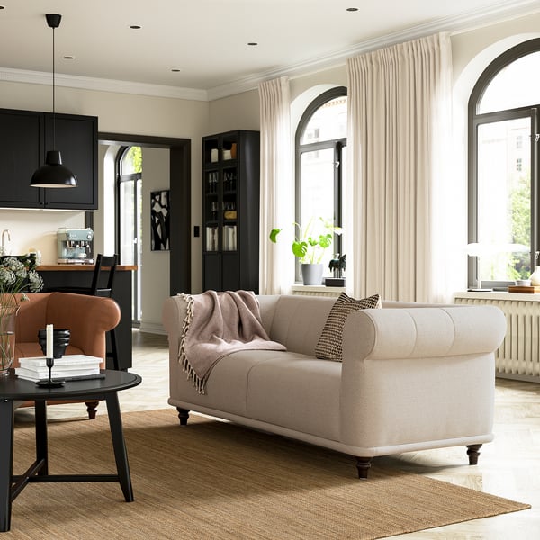 VISKAFORS 2-seater sofa, Lejde light beige/brown ,