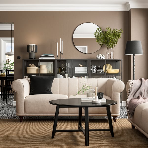 VISKAFORS 2-seat sofa, Lejde light beige/brown, 194x74x90 cm