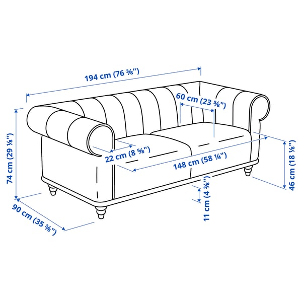 VISKAFORS 2-seat sofa, Lejde grey/green/brown, 194x74x90 cm