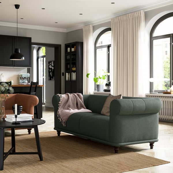 VISKAFORS 2-seater sofa, Lejde grey / green / brown ,