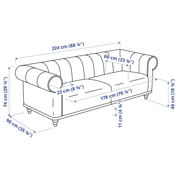 Ikea VISKAFORS 3-seat sofa, Högalid brown / brown ,