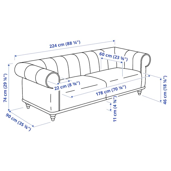 VISKAFORS 3-seater sofa, Lejde anthracite / brown ,