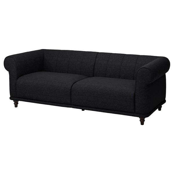 VISKAFORS 3-seat sofa, Lejde anthracite/brown, 224x74x90 cm