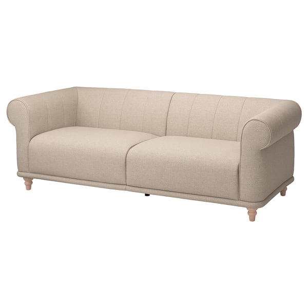 VISKAFORS 3-seat sofa, Lejde light beige/birch, 224x74x90 cm