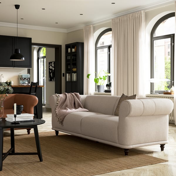 VISKAFORS 3-seat sofa, Lejde light beige/brown