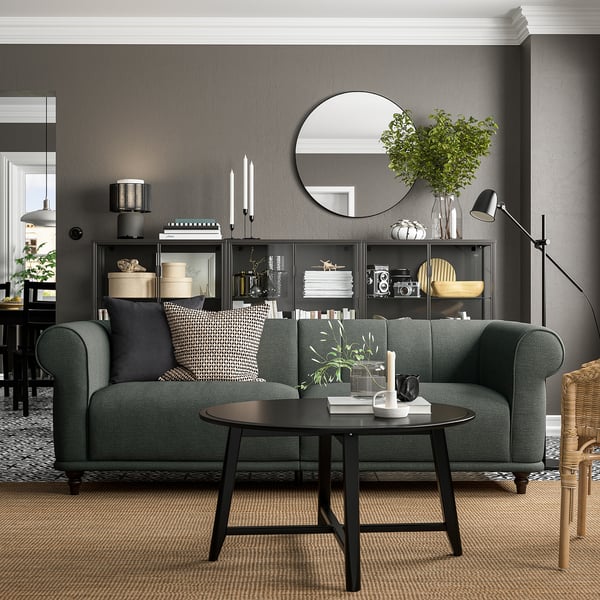 VISKAFORS 3-seat sofa, Lejde grey/green/brown, 224x74x90 cm