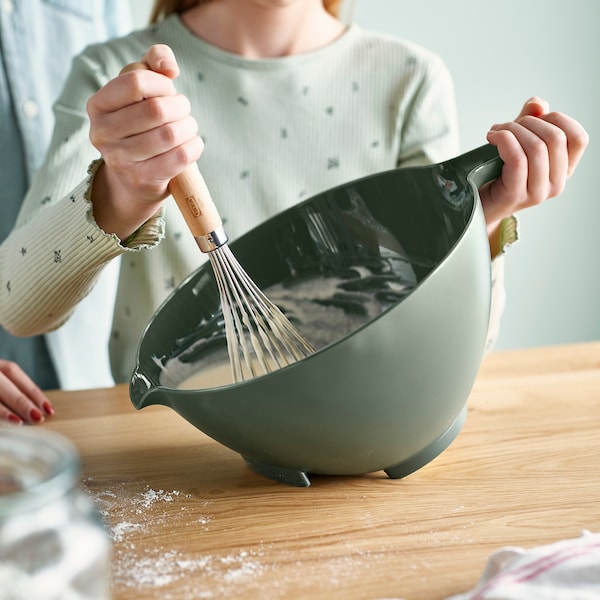 VISPNING - Mixing bowl, grey-green, 3.0 l