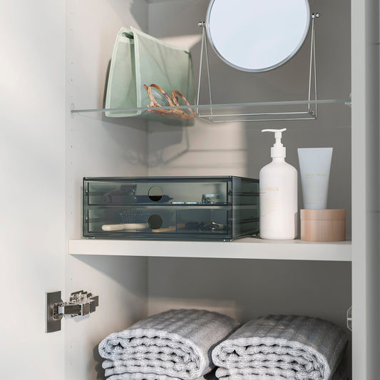 VISSLAÅN mini chest with 2 drawers, grey, 23x19x9 cm