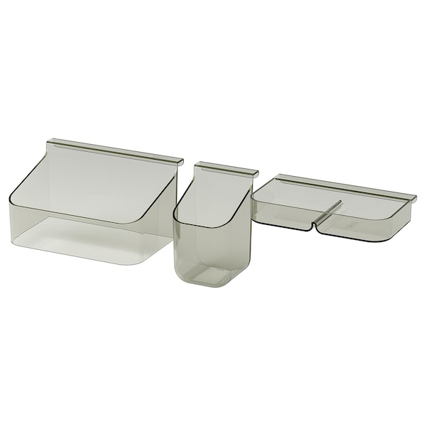 VISSLAÅN - Set of 3 drawer holders, grey