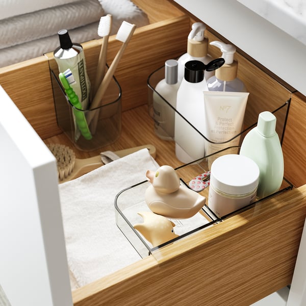 VISSLAÅN drawer organisers, set of 3, grey