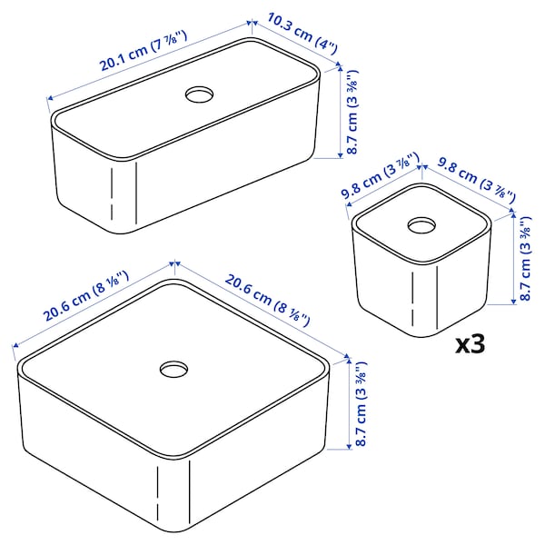 VISSLAÅN - Box with lid, set of 5, grey