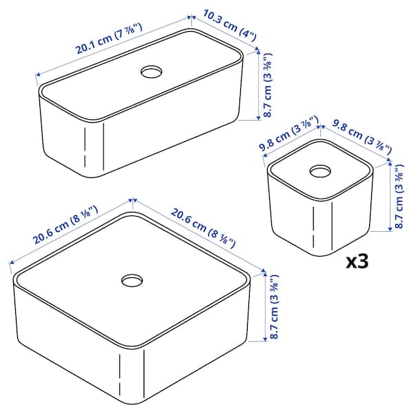 Ikea VISSLAÅN - Box with lid, set of 5, grey