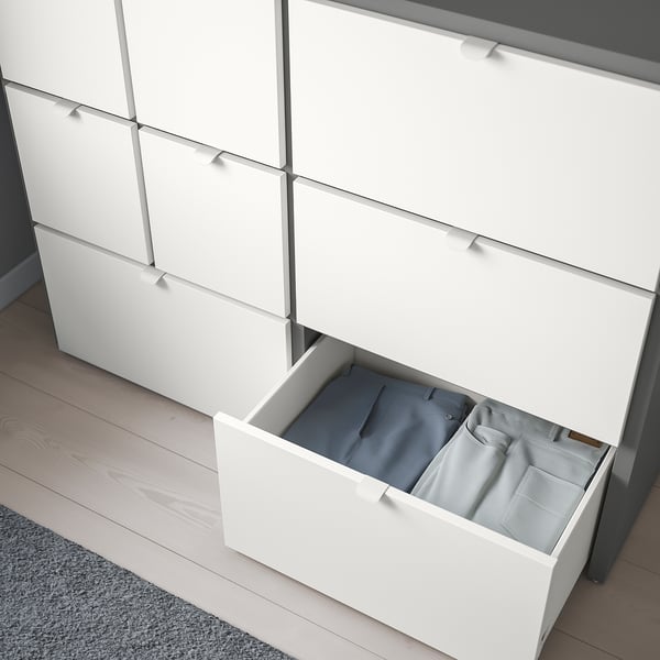 VISTHUS chest of 8 drawers, grey/white, 122x96 cm