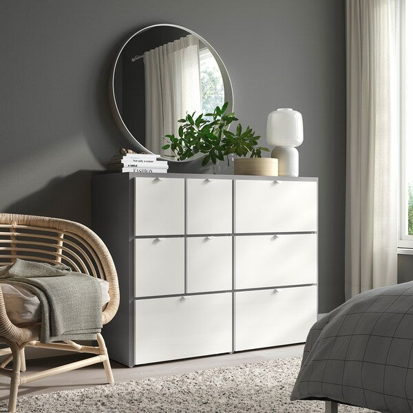 VISTHUS Chest of drawers with 8 drawers - grey/white 122x96 cm , 122x96 cm