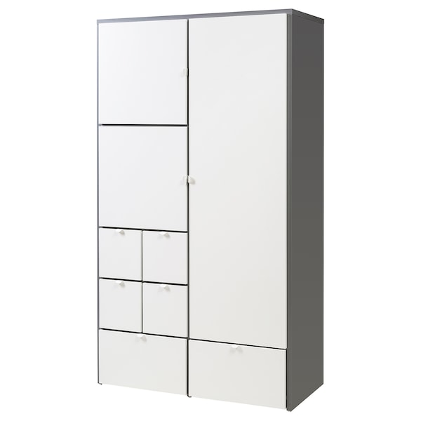 VISTHUS - Wardrobe, grey/white, 122x59x216 cm