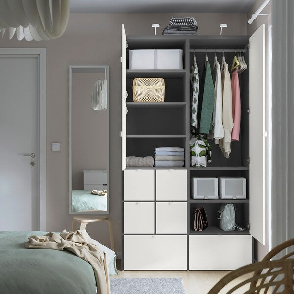 VISTHUS - Wardrobe, grey/white, 122x59x216 cm