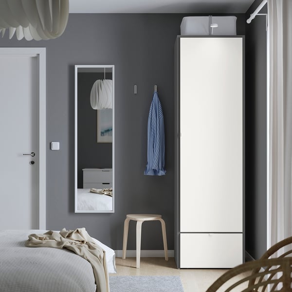 VISTHUS - Wardrobe, grey/white, 63x59x216 cm