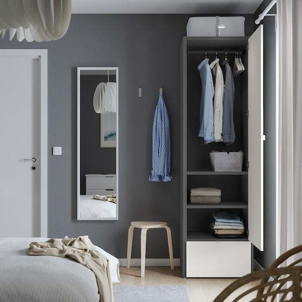 VISTHUS - Wardrobe, grey/white, 63x59x216 cm