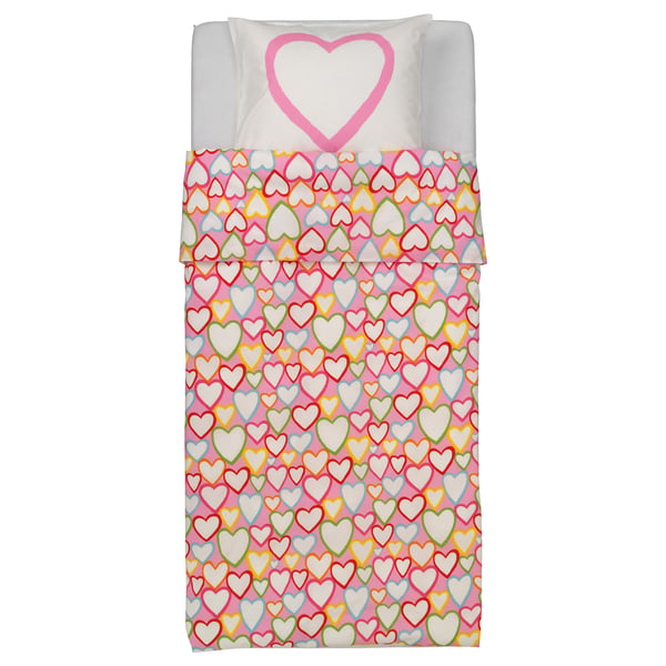 VITAMINER HJÄRTA duvet cover and pillowcase, multicolour, 150x200/50x80 cm