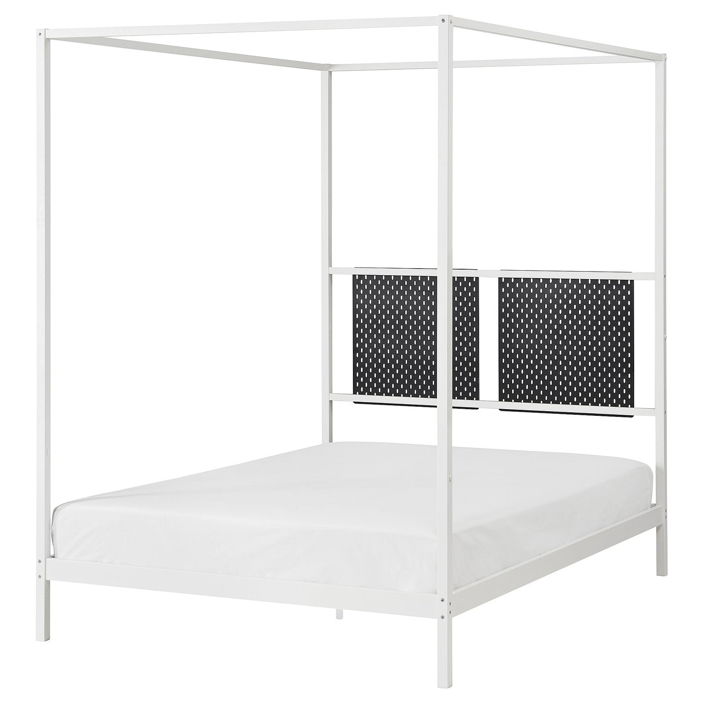 VITARNA four-poster bed frame, white Lillhällan/Skådis black, 140x200 cm